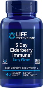5 Day Elderberry Immune (Berry Flavor) , 40 vegetarian chewable tablets - HENDRIKS SCIENTIFIC