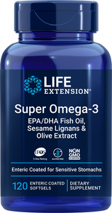 Super Omega-3 EPA-DHA Fish Oil, Sesame Lignans & Olive Extract (Enteric Coated), 120 enteric-coated softgels - HENDRIKS SCIENTIFIC