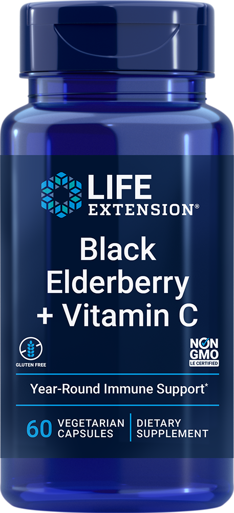 Black Elderberry + Vitamin C, 60 vegetarian capsules - HENDRIKS SCIENTIFIC